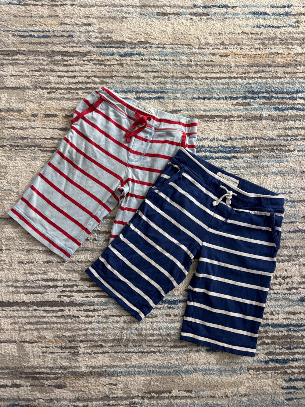 Mini Boden striped cotton shorts, drawstring waist, bundle of 2, size 5Y